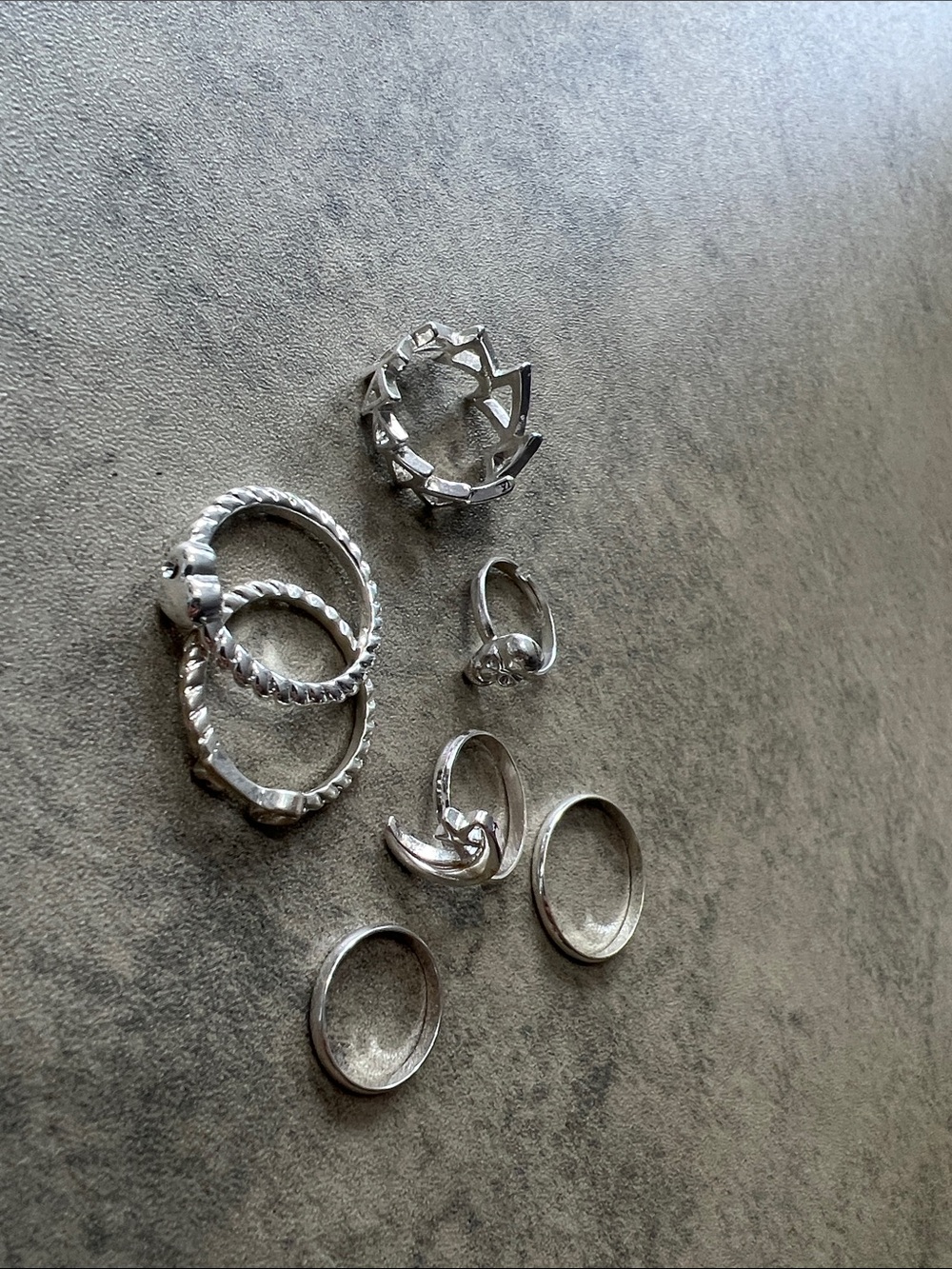 Silver  covered Mixed Stackable Rings - Silver - Picture 2 of 2
